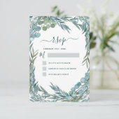 ユーカリプトゥスグリーンリーウォーターカラーボタニカルRSVP 招待状 (スタンド正面)
