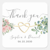ユーカリプトゥスグリーンリーエレガントな結婚式ありがとう スクエアシール (正面)