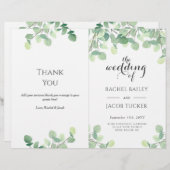 ユーカリプトゥスグリーンリースクリプトフローラ結婚式 プログラム (正面/裏面)