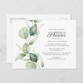ユーカリプトゥスグリーンリースクリプトブライダルシャワー インビテーションポストカード (正面/裏面)