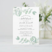 ユーカリプトゥスグリーンリースクリプト植物学ブライダルシャワー 招待状 (スタンド正面)