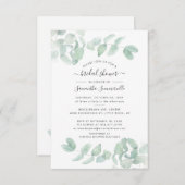 ユーカリプトゥスグリーンリースクリプト植物学ブライダルシャワー 招待状 (正面/裏面)