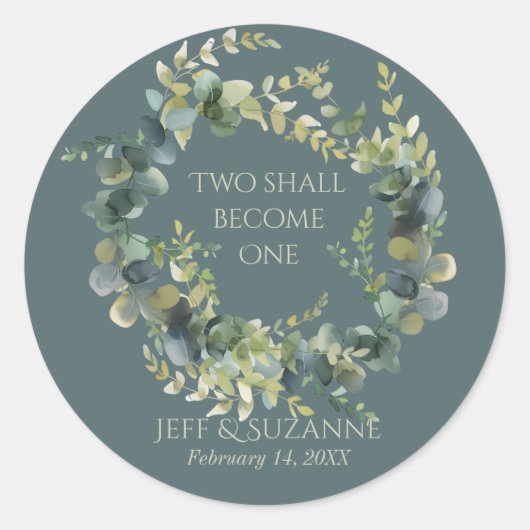 ユーカリプトゥスグリーンリース2は1つにな結婚る ラウンドシール (正面)