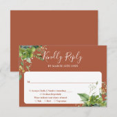 ユーカリプトゥスグリーンリーテラコッタ結婚ズ 出欠カード (正面/裏面)