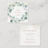 ユーカリプトゥスグリーンリーバラエレガント金ゴールド スクエア名刺 (正面/裏面)