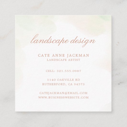 ユーカリプトゥスグリーンリーバラエレガント金ゴールド スクエア名刺 (裏面)