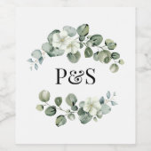 ユーカリプトゥスグリーンリーフアー結婚チズアンズまたは婚約 ワインラベル (シングルラベル)