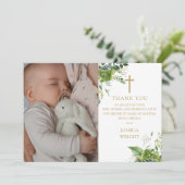 ユーカリプトゥスグリーンリーフォトバプテスマ《キリスト教》洗礼式や命名式 サンキューカード (スタンド正面)