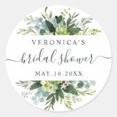 ユーカリプトゥスグリーンリーフブライダルシャワー ラウンドシール (正面)