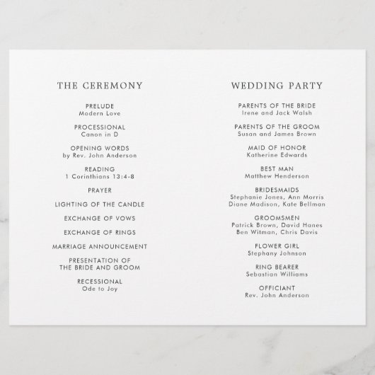 ユーカリプトゥスグリーンリーフリース結婚式 プログラム (裏面)