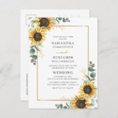ユーカリプトゥスグリーンリーフローラひまわり結婚の花 インビテーションポストカード (正面/裏面)