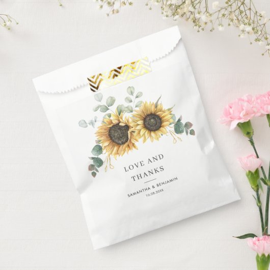 ユーカリプトゥスグリーンリーフローラひまわり結婚の花 フェイバーバッグ (封をした状態)