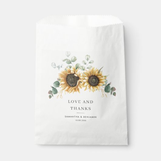 ユーカリプトゥスグリーンリーフローラひまわり結婚の花 フェイバーバッグ (正面)