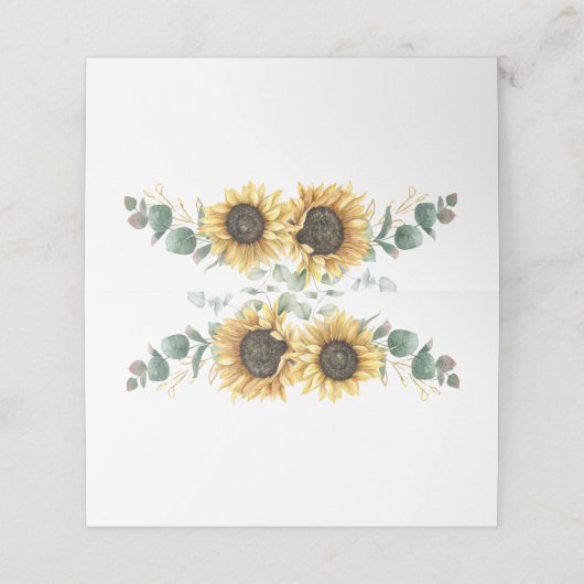 ユーカリプトゥスグリーンリーフローラひまわり結婚の花 プレイスカード (外部開封)