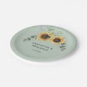 ユーカリプトゥスグリーンリーフローラひまわり結婚の花 ペーパープレート (アングル)