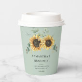 ユーカリプトゥスグリーンリーフローラひまわり結婚の花 紙コップ (裏面)