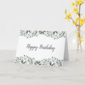 ユーカリプトゥスグリーンリーフローラハッピーバースデー カード (黄色い花)