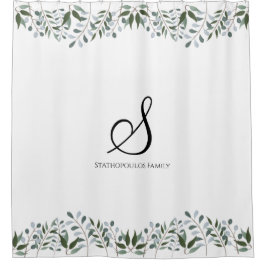 ユーカリプトゥスグリーンリーフローラファミリー名 シャワーカーテン