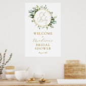 ユーカリプトゥスグリーンリーブライダルシャワーウェルカム ポスター (キッチン)