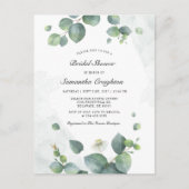 ユーカリプトゥスグリーンリーブライダルシャワー インビテーションポストカード (正面)