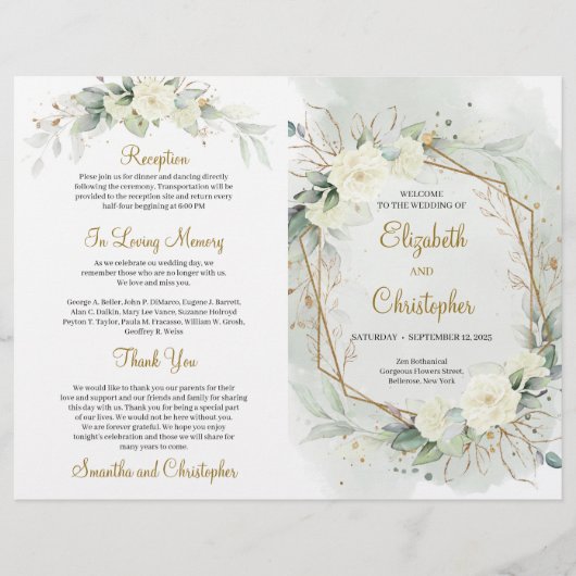 ユーカリプトゥスグリーンリーホワイトローズ金ゴールドプログラム (正面)