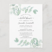 ユーカリプトゥスグリーンリーボタニカルスクリプトブライダルシャワー インビテーションポストカード (正面)