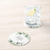 ユーカリプトゥスグリーンリーボタニカルスクリプトブライダルシャワー ペーパーコースター (インサイチュ)