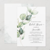 ユーカリプトゥスグリーンリーボタニカルブライダルシャワー 招待状 (正面/裏面)
