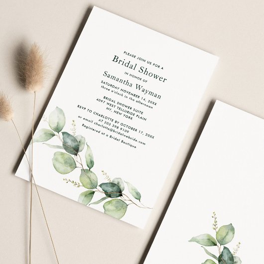 ユーカリプトゥスグリーンリーボタニカルブライダルシャワー 招待状