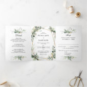 ユーカリプトゥスグリーンリーボタニカル結婚式招待状 三つ折りプログラム (内部)