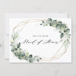 ユーカリプトゥスグリーンリーメイド・オブ・オーナー（花嫁付き添い人）招待状 招待状