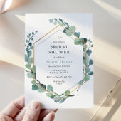 ユーカリプトゥスグリーンリーラブイン開花ブライダルシャワー 招待状