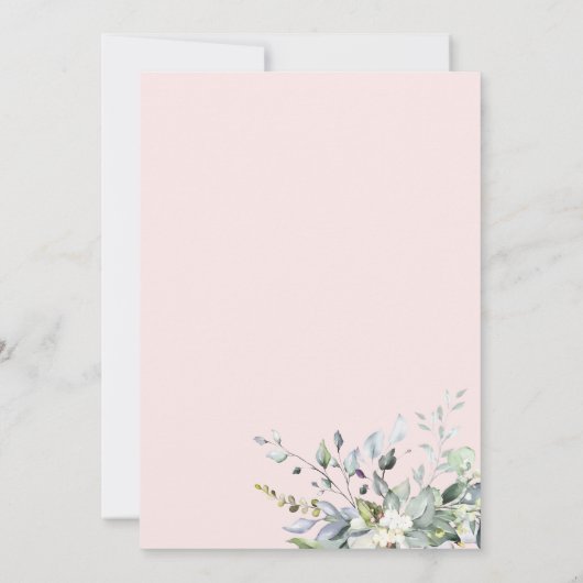 ユーカリプトゥスグリーンリー幾何ブライダル茶パーティーイン 招待状 (裏面)