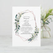 ユーカリプトゥスグリーンリー幾何学モダンブライダルシャワー 招待状 (スタンド正面)