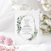 ユーカリプトゥスグリーンリー幾何学モダンブライダルシャワー 招待状