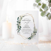 ユーカリプトゥスグリーンリー幾何学モダン誕生日 招待状