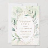 ユーカリプトゥスグリーンリー幾何学婚約パーティ 招待状 (正面)