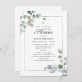 ユーカリプトゥスグリーンリー幾何学素朴ブライダルシャワー 招待状 (正面/裏面)
