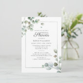 ユーカリプトゥスグリーンリー幾何学素朴ブライダルシャワー 招待状 (スタンド正面)