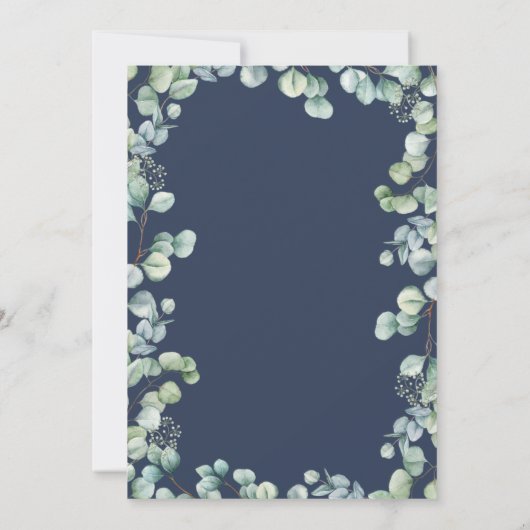 ユーカリプトゥスグリーンリー幾何学金ゴールドブライダルシャワー 招待状 (裏面)