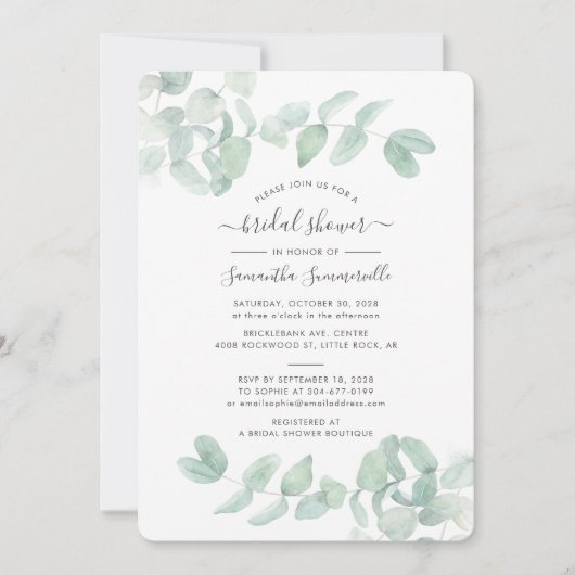 ユーカリプトゥスグリーンリー植物学フローラブライダルシャワー (正面)