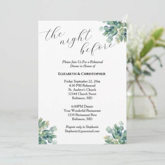 ユーカリプトゥスグリーンリー植物性リハーサルディナー 招待状 (スタンド正面)