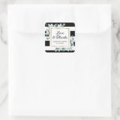 ユーカリプトゥスグリーンリー白黒結婚金ゴールド スクエアシール (バッグ)