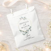 ユーカリプトゥスグリーンリー結婚式の引き出物バッグ フェイバーバッグ (クリップ留めされた状態)