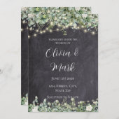 ユーカリプトゥスグリーンリー結婚式招待状 | 素朴 招待状 (正面/裏面)