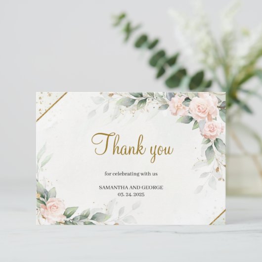 ユーカリプトゥスグリーンリー赤面フローラ金ゴールドサンキューユー エンクロージャーカード (スタンド正面)