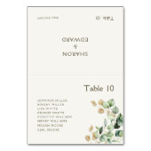 ユーカリプトゥスグリーンリー&金ゴールドゲストネームズ座席表 テーブルナンバー (正面)