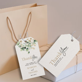 ユーカリプトゥスグリーンリー&金ゴールド結婚シック ギフトタグ