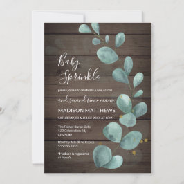 ユーカリプトゥスグリーン素朴リーウッドベビースプリンクルインヴィ 招待状