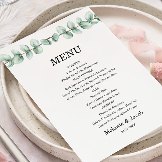 ユーカリプトゥスグリーン葉メニューカード メニュー